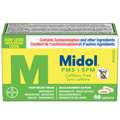 Midol PMS Pre-Menstrual Symptom Relief Caffeine-Free