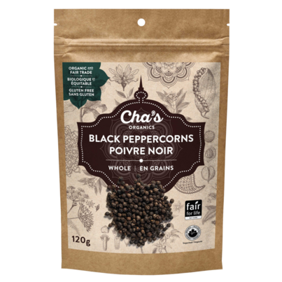 Cha's Organics Black Peppercorns Whole