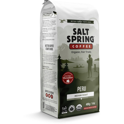 Salt Spring Coffee Peru Medium Roast Whole Bean Coffee