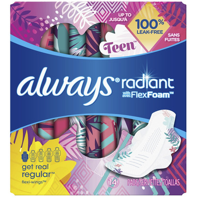 Always Radiant Infinity Teen Pads With Wings