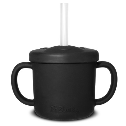 RaZbaby Oso Silicone Cup & Straw Black