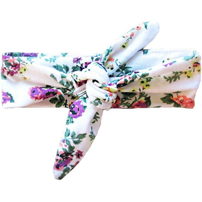 Baby Wisp Top Knot Headband White Floral Print