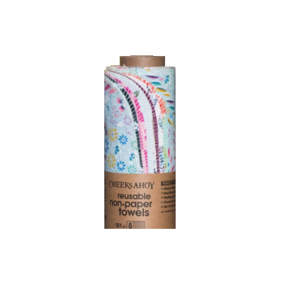 Cheeks Ahoy Pre-Rolled Reusable Non-Paper Towels Spring Floral