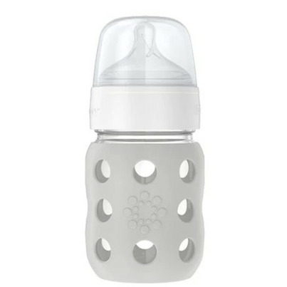 Lifefactory Wide Neck Glass Baby Bottle Stone Gray