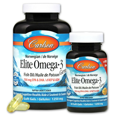 Carlson Elite Omega-3 Fish Oil Gems 1250 Mg Bonus Pack