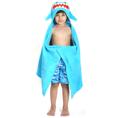 ZOOCCHINI Kids Plush Terry Hooded Bath Towel Shark