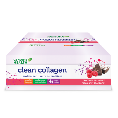 Genuine Health Clean Collagen Protein Bars Chocolate Raspberry