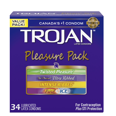 Trojan Pleasure Pack Stimulating Variety Of Lubricated Latex Condoms