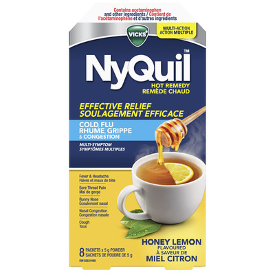 Vicks NyQuil Hot Remedy Cold Flu & Congestion Powder Packs Honey Lemon