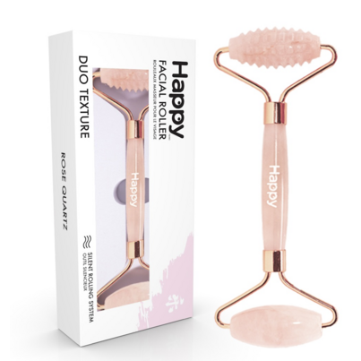 Happy Duo Texture Facial & Body Roller With Box Rose Quartz