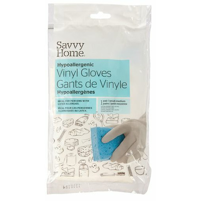 Savvy Home Hypoallergenic Vinyl Gloves Small/Medium