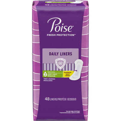 Poise Daily Incontinence Panty Liners Very Light Absorbency Regular Length