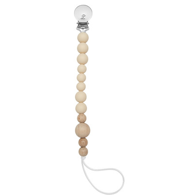 Loulou Lollipop Colour Block Wood + Silicone Soother Holder Beige