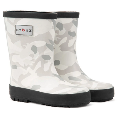 Stonz Rain Boots Camo Print White Light Grey