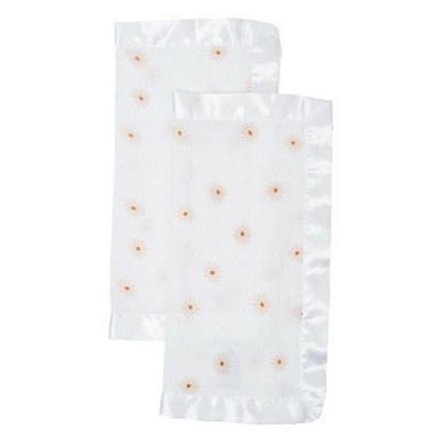Lulujo Baby Security Blankets 2 Pack Muslin Cotton Daisies