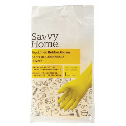 Savvy Home Household Flocklined Rubber Gloves Small/Medium