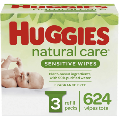 Huggies Natural Care Sensitive Unscented Baby Wipes 3 Refill Packs