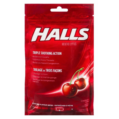 Halls Bag Mentho-Lyptus Drop Cherry