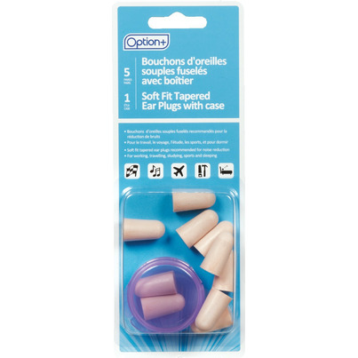 Option+ Soft Fit Tapered Ear Plugs With Case