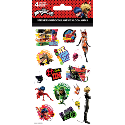 Trends Miraculous Tales Of Lady Bug & Cat Noir 4 Sheet Stickers