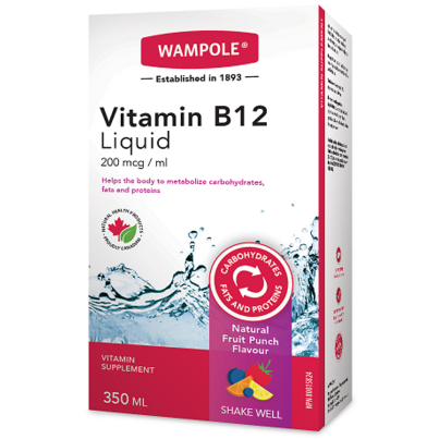 Wampole Vitamin B12 Liquid Natural Fruit Punch Flavor