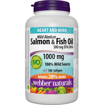 Webber Naturals Omega-3 Wild Salmon & Fish Oils, 1000 Mg (EPA 180/DHA 120)