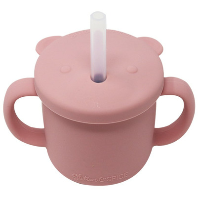 Glitter & Spice Grow With Me Silicone Bear Cup Dusty Rose