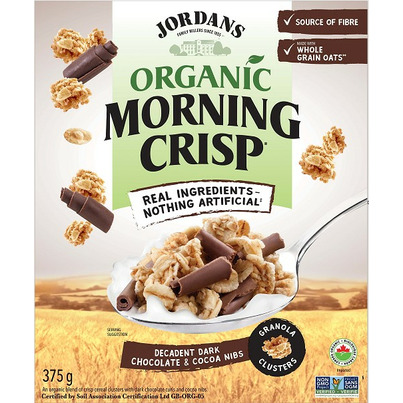 Jordans Morning Crisp Organic Cereal With Chocolate And Cocoa Nibs
