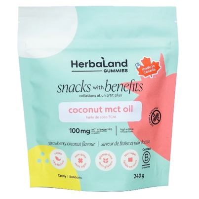 Herbaland Snacks With Benefits Coconut MCT Oil Strawberry Coconut