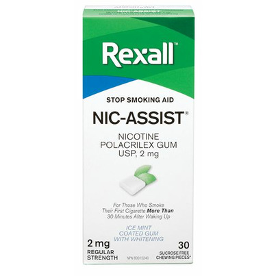 Rexall Nic-Assist Nicotine Gum Regular Strength 2 Mg Ice Mint