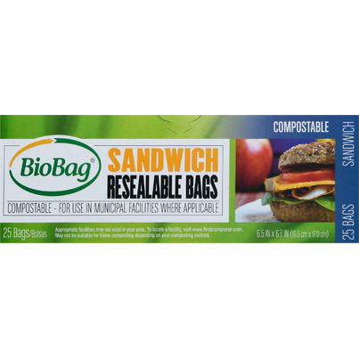 BioBag Resealable Sandwich Compostable Bags