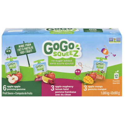 Gogo Squeez Apple Apple, Apple Raspberry Lemon Twist, Apple Mango