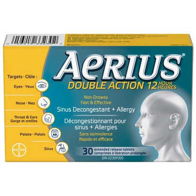 Aeirus Dual Action 12 Hour Non-Drowsy Allergy+Sinus