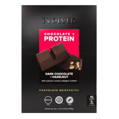 Evolved Chocolate+ Protein Collagen Bites Dark Chocolate Hazelnut