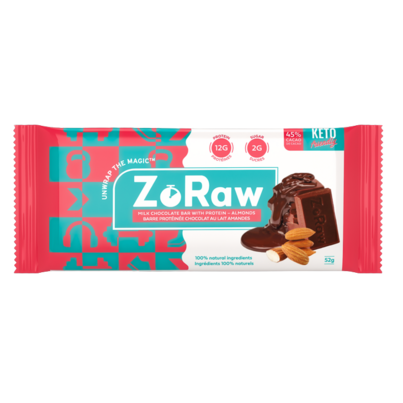 ZoRaw Milk Chocolate Almond Bar With Protein