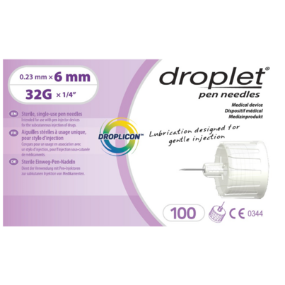 Droplet Pen Needles 32 Gauge X 6mm Light Purple