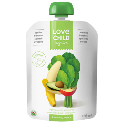 Love Child Organics Super Blends Apples, Bananas, Spinach, Avocado