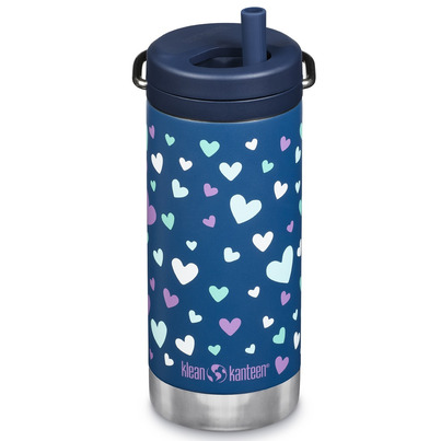 Klean Kanteen Kids TKWide Insulated Water Bottle With Twist Cap Navy Hearts