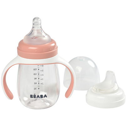 BEABA 2-in-1 Bottle To Sippy Training Cup Rose
