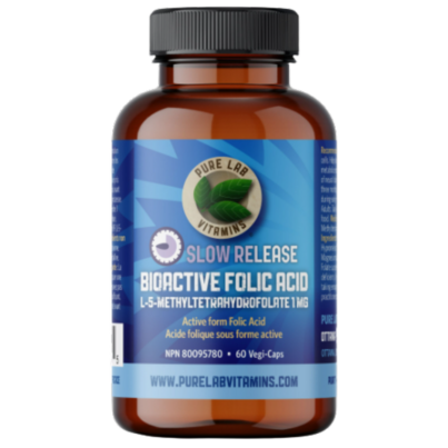 Pure Lab Vitamins Bioactive Folic Acid Slow Release 1mg