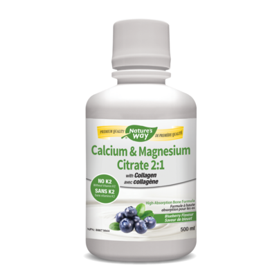 Nature's Way Calcium & Magnesium Citrate 2:1 With Collagen Blueberry