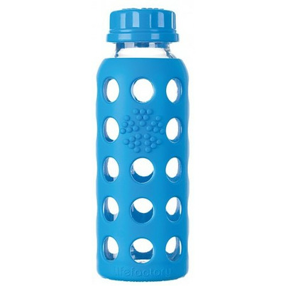 Lifefactory Glass Baby Bottle With Flat Cap And Silicone Sleeve Ocean