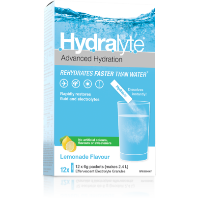 Hydralyte Effervescent Electrolyte Granule Sticks Lemonade