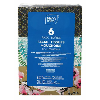 Savvy Home Facial Tissue 2 Ply 6 Pack