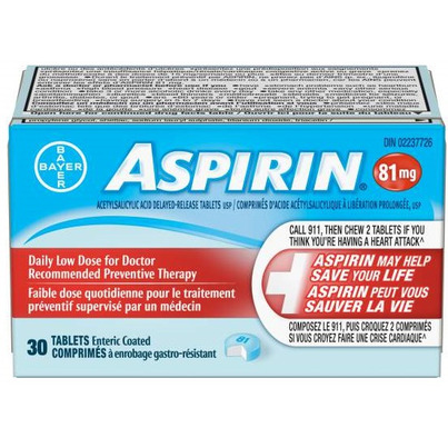 Aspirin 81mg Daily Low Dose Small Bottle