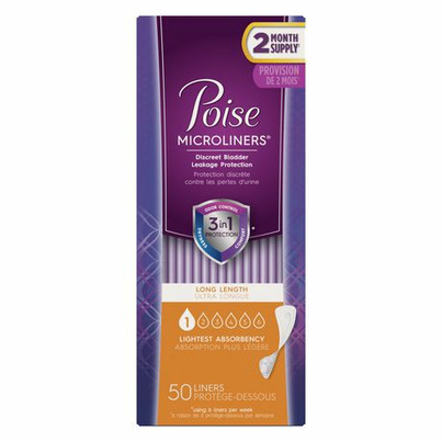 Poise Daily Microliners Incontinence Panty Liners Lightest Absorbency Long