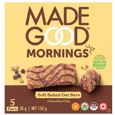 MadeGood Mornings Soft Baked Oat Bars Chocolate Chip