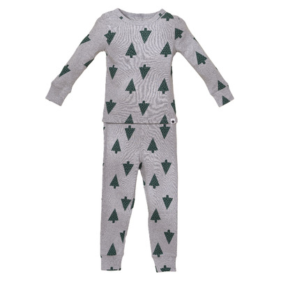 Rise Little Earthling Long Sleeve Sleep Set Grey Xmas Tree