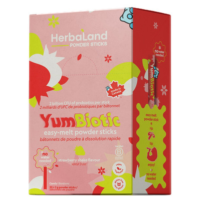 Herbaland YumBiotic Easy-Melt Powder Sticks Strawberry Shake