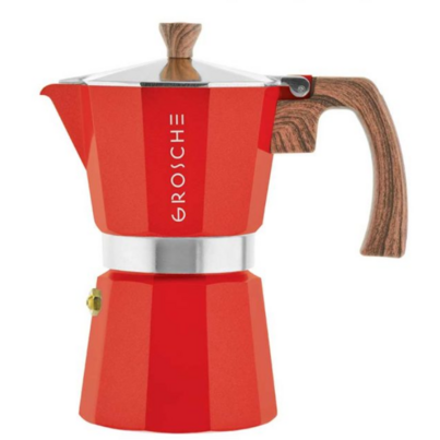 GROSCHE Milano Red Stone Stovetop Espresso Maker 6 Cup